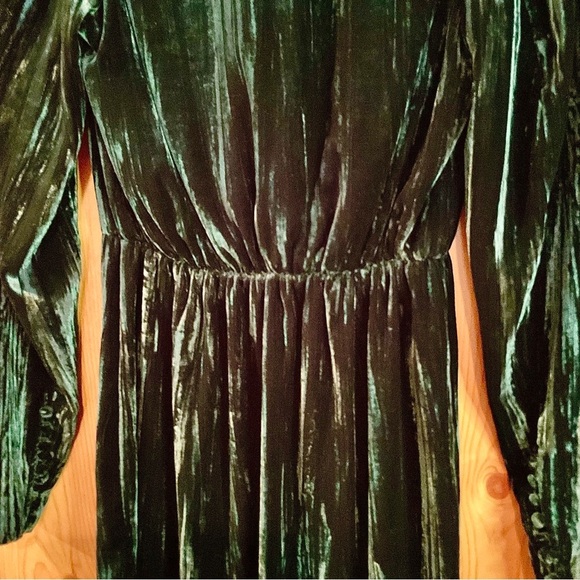 NWOT H&M Green Crushed Velvet Faux Wrap Dress Size 4* - Picture 8 of 10